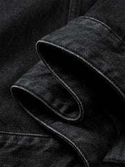 Men's Gradient-Washed Denim Jacket with PU Collar