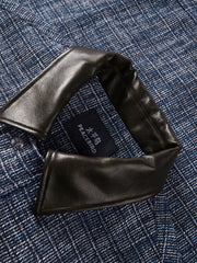 Men's Textured Tweed-Style Jacket with PU Collar