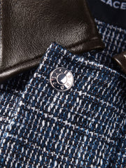 Men's Textured Tweed-Style Jacket with PU Collar