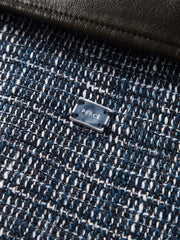 Men's Textured Tweed-Style Jacket with PU Collar