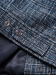 Men's Textured Tweed-Style Jacket with PU Collar