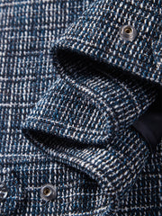 Men's Textured Tweed-Style Jacket with PU Collar