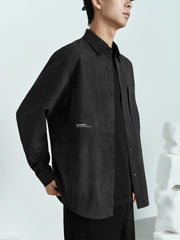 Men's Oversized Utility Shirt with Textured Fabric
