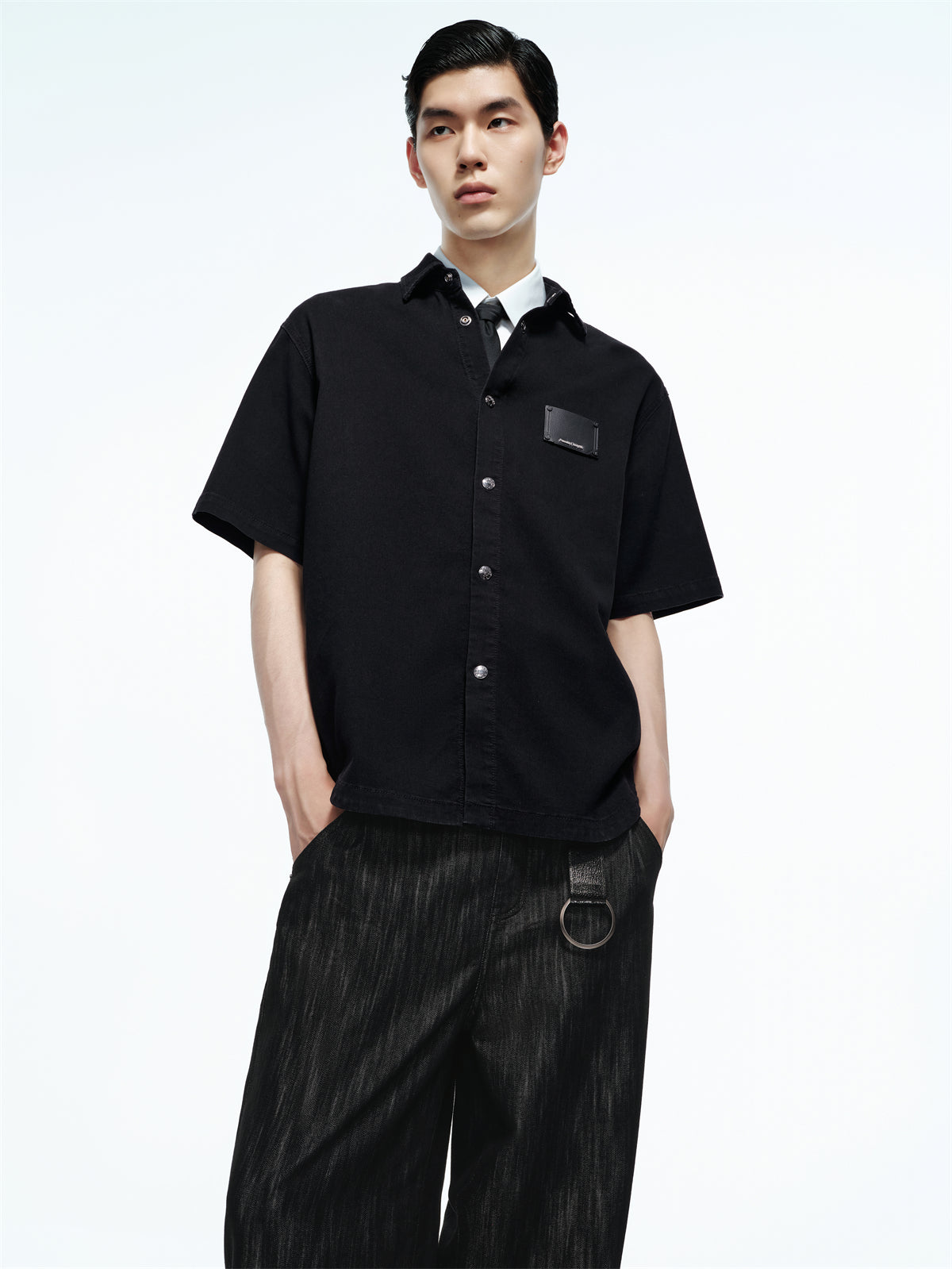 Men's Printed Mercerized Denim Shirt