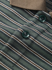 Men's Vintage Striped Cotton Polo Shirt