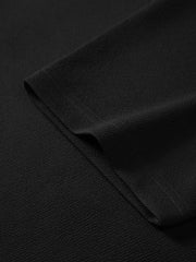 Men's Textured Black Seagull Collar Polo Shirt