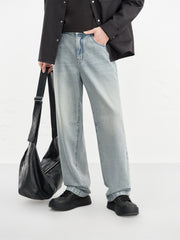 Men's Vintage Washed Straight-Leg Jeans