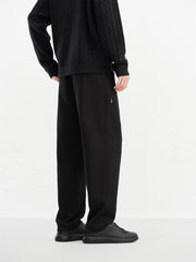 Men's Elastic-Waist Straight-Leg Dress Trousers