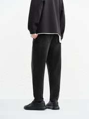 Men's Washed Distressed Tapered Jeans