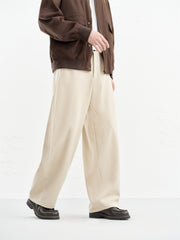 Men's Beige Relaxed Curved-Leg Sweatpants