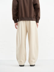 Men's Beige Relaxed Curved-Leg Sweatpants