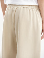 Men's Beige Relaxed Curved-Leg Sweatpants