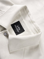 Men's Contrast Embroidered Faux Suede Jacket