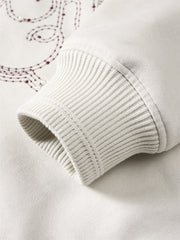 Men's Contrast Embroidered Faux Suede Jacket