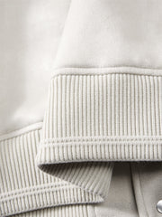 Men's Contrast Embroidered Faux Suede Jacket