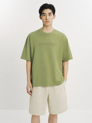 Men's Green Embossed Letter T-Shirt