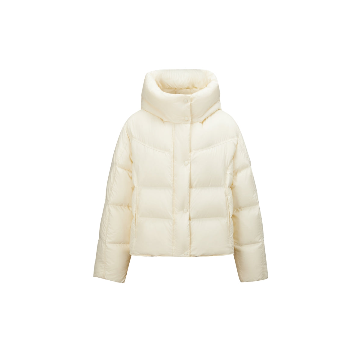 Women's Beige Quilted Hooded Puffer Jacket