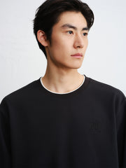 Men's Contrast-Collar Sweatshirt with Back Embroidery