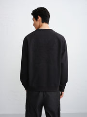 Men's Contrast-Collar Sweatshirt with Back Embroidery