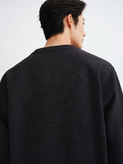 Men's Contrast-Collar Sweatshirt with Back Embroidery