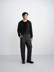 Men's Contrast-Collar Sweatshirt with Back Embroidery