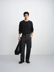 Men's Contrast-Collar Sweatshirt with Back Embroidery