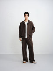 Men's Solid Stand-Collar Zip-Up Sweatshirt