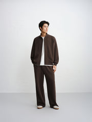 Men's Solid Stand-Collar Zip-Up Sweatshirt