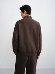 Men's Solid Stand-Collar Zip-Up Sweatshirt