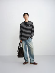 Men's Contrast-Stripe Long-Sleeve T-Shirt