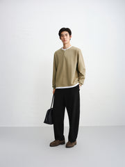 Men's Contrast Layered-Look Henley T-Shirt