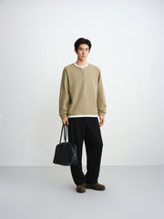 Men's Contrast Layered-Look Henley T-Shirt