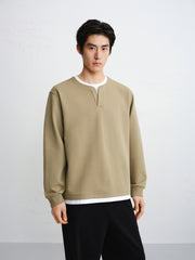 Men's Contrast Layered-Look Henley T-Shirt