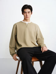 Men's Contrast Layered-Look Henley T-Shirt