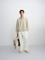 Men's Patch-Detail Textured Half-Zip Sweatshirt