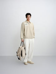 Men's Patch-Detail Textured Half-Zip Sweatshirt