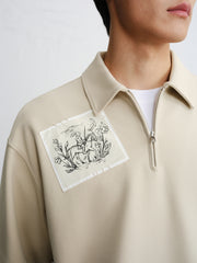 Men's Patch-Detail Textured Half-Zip Sweatshirt