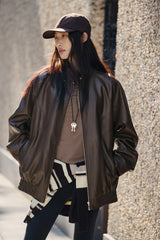 Women's Oversized Vintage Matte PU Jacket