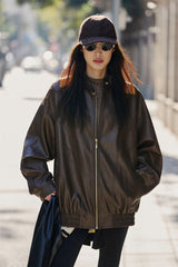 Women's Oversized Vintage Matte PU Jacket