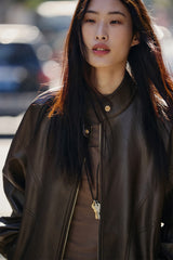 Women's Oversized Vintage Matte PU Jacket