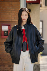 Women's Oversized Vintage Matte PU Jacket