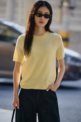 Women's Pure Wool Crewneck Short-Sleeve Knit Top