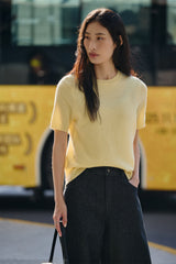 Women's Pure Wool Crewneck Short-Sleeve Knit Top