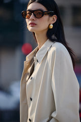 Women's Oversized Trench-Style Jacket with Belt