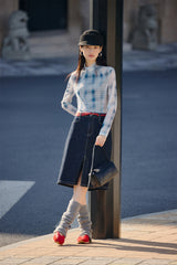 Women's Mock-Neck Ombre Plaid Top