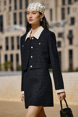 Women's Cropped Contrast Tweed Jacket