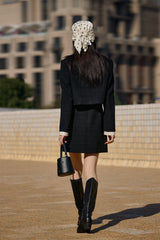 Women's Cropped Contrast Tweed Jacket