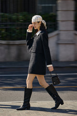 Women's Cropped Contrast Tweed Jacket