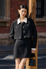 Women's Cropped Contrast Tweed Jacket