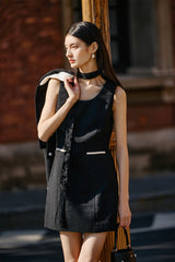 Women's Sleeveless Fitted Tweed Dress